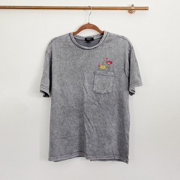 Forever 21 Mens Flower Grey Tee Shirt Small - Picture 1 of 2